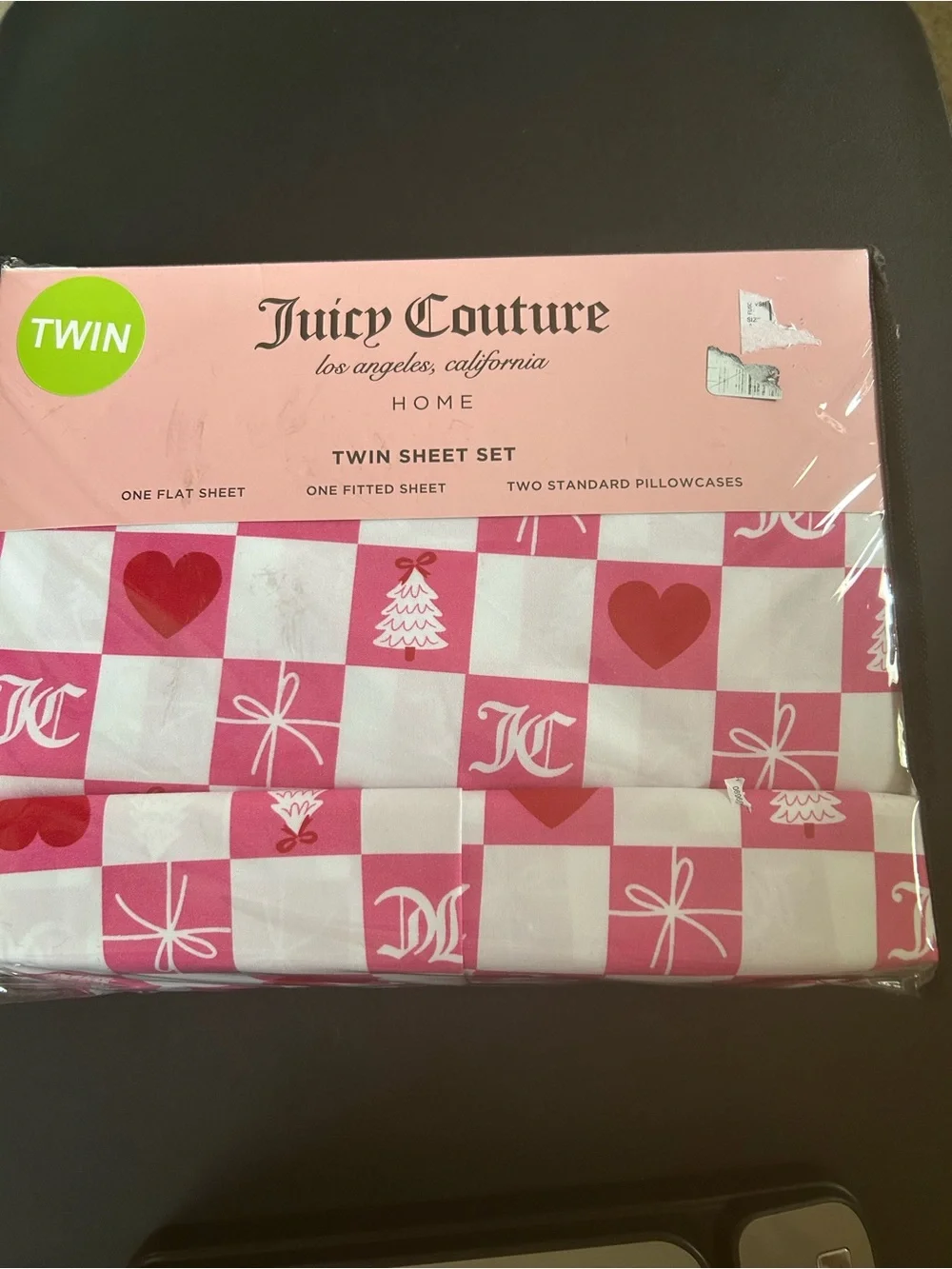 NEW Juicy Couture 4 Pc. Twin Size Christmas Sheet Set.